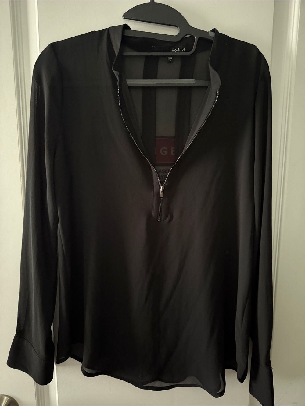 Ro & De Black Long-Sleeve Zip-Neck Men's Sweater